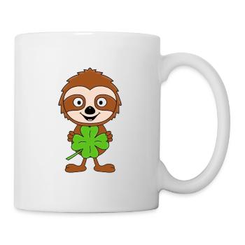 KLEEBLATT - FAULTIER - TIER - KIND - BABY - GLÜCK - Tasse - Weiß - Rechts