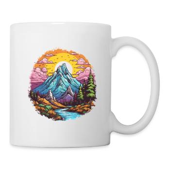 Colorful Mountain with River Cartoon Style - Mug - white - Right
