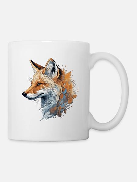 Fuchs realistisch/abstrakt - Tasse - Weiß