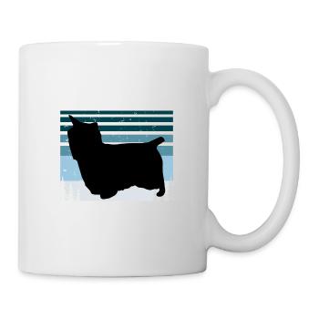 Australian Silky Terrier Dog Silhouette Retro Sun - Mug - white - Right