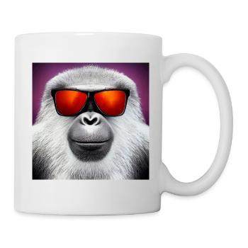 Sonnenbrillenaffe: Cooler Primat mit roter Brille - Tasse - Weiß - Rechts