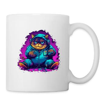 fat gamer chat japonais avec Controll Syntwave - Mug blanc - blanc - Droite