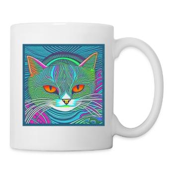Chat, Coloré, SabineVegan, HerzAufShirt - Mug blanc - blanc - Droite