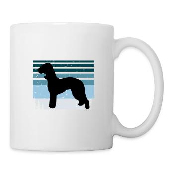 Bedlington Terrier Dog Silhouette Retro Sunset - Mug - white - Right