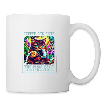 Kaffee & Katzen: eine himmlische Mischung! - Tasse - Weiß - Rechts