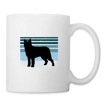 Bouvier Des Ardennes Chien Silhouette Rétro Coucher de Soleil - Mug blanc - blanc - Droite