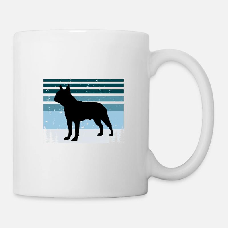 Boston Terrier Dog Lover Silhouette Vintage Sunset - Mug blanc - blanc