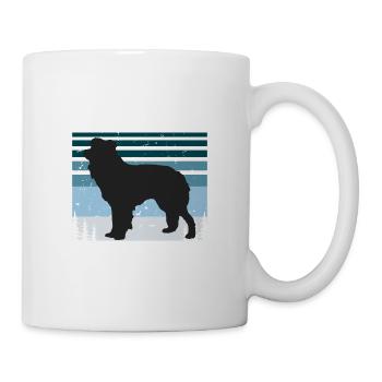 Border Collie Hundeliebhaber Silhouette Vintage Sonnenuntergang - Tasse - Weiß - Rechts