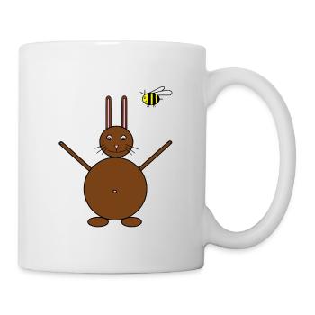 Lièvre brun & bourdon d’abeille volante jaune - Mug blanc - blanc - Droite