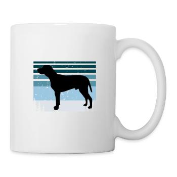 Braque Du Bourbonnais Hund Silhouette Retro Sonnenuntergang - Tasse - Weiß - Rechts