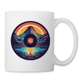 Paysage de montagne rétro : le vinyle rencontre l’art - Mug blanc - blanc - Droite