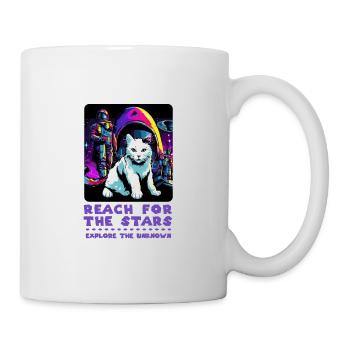 Cosmic Cat Power - Entdecke die Sterne - Tasse - Weiß - Rechts