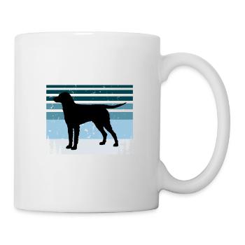 Curly Coated Retriever Hund Silhouette Retro Sonnenuntergang - Tasse - Weiß - Rechts