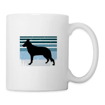 Chien de berger d’Europe de l’Est Silhouette Rétro Coucher de soleil - Mug blanc - blanc - Droite