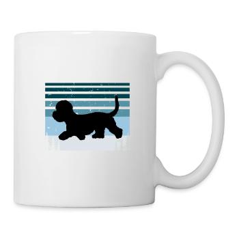 Dandie Dinmont Terrier Dog Silhouette Retro Sunset - Mug - white - Right