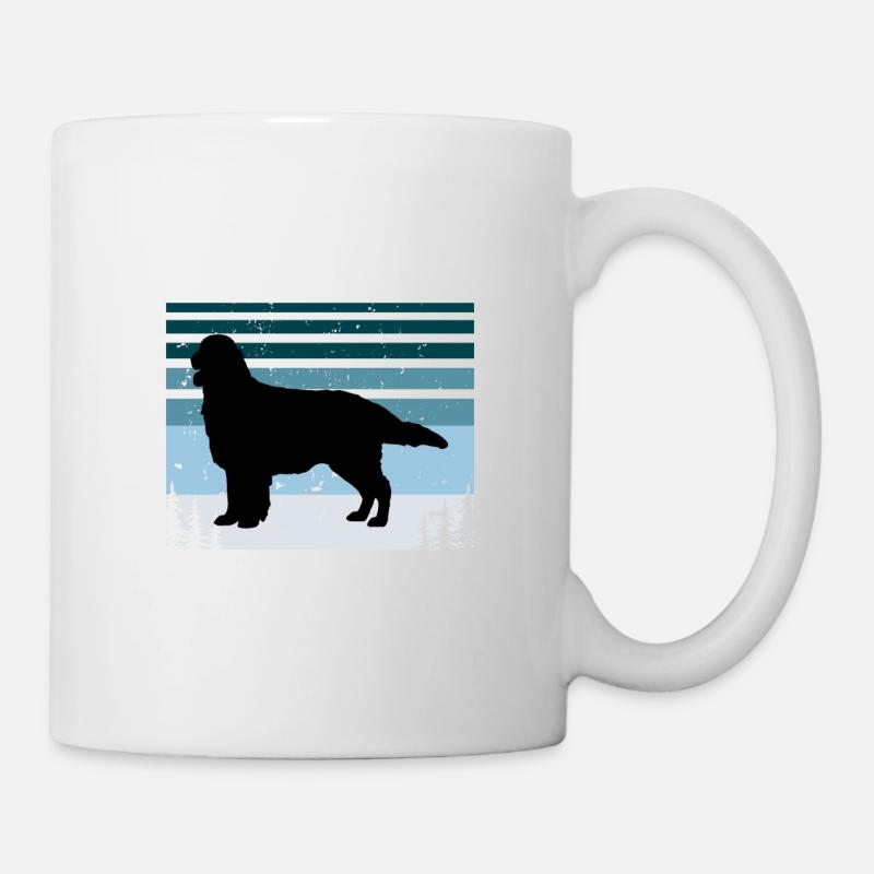 Flat Coated Retriever Dog Silhouette Retro Sunset - Mug blanc - blanc