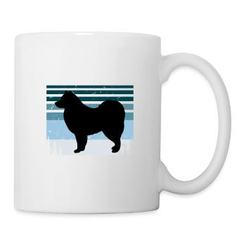 Finnischer Lapphund Hundeliebhaber Silhouette Retro Sonnenuntergang - Tasse - Weiß - Rechts