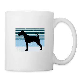 Foxterrier Glatte Hundesilhouette Retro Sonnenuntergang - Tasse - Weiß - Rechts