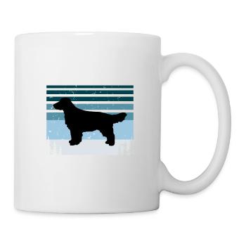 Field Spaniel Hundeliebhaber Silhouette Vintage Sonnenuntergang - Tasse - Weiß - Rechts