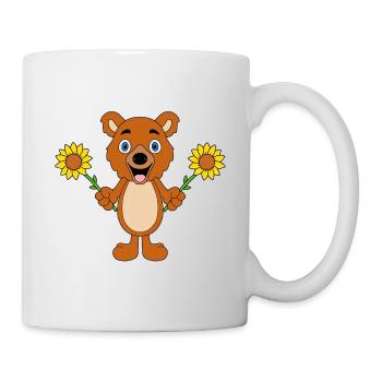 TEDDY - BÄR - TEDDYBÄR - SONNENBLUMEN - BLUMEN - Tasse - Weiß - Rechts