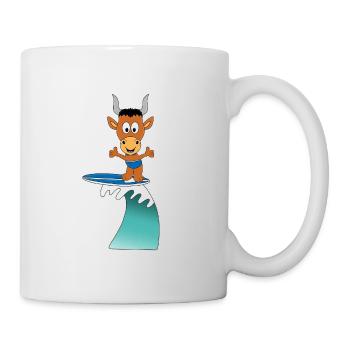 WELLENREITER - SURFER - STIER - BULLE - RIND - Tasse - Weiß - Rechts