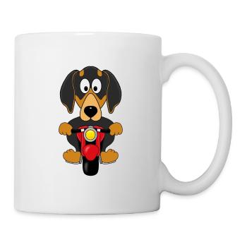 DACKEL - DACHSHUND - TECKEL - HUND - MOTORRAD - Tasse - Weiß - Rechts
