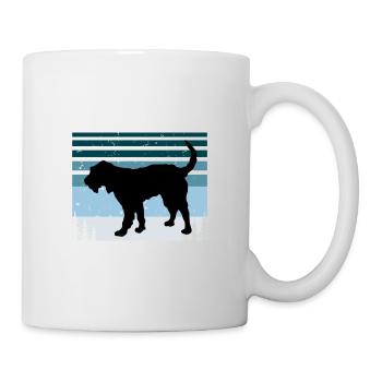 Griffon Nivernais Chien Amour Silhouette Rétro Coucher de Soleil - Mug blanc - blanc - Droite