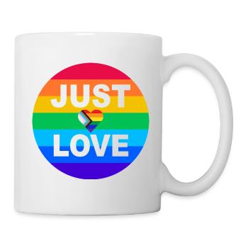 Just Love LGBTQ Regenbogen CSD Gay Pride Herz - Tasse - Weiß - Rechts