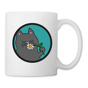 Graue Sommer Katze - Tasse - Weiß - Rechts