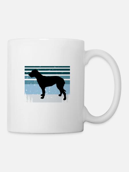Irischer Wolfshund Hund Liebe Silhouette Vintage Sonnenuntergang - Tasse - Weiß