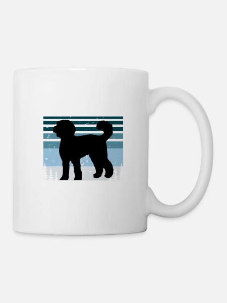 Labradoodle Hundeliebhaber Silhouette Vintage Sonnenuntergang - Tasse - Weiß