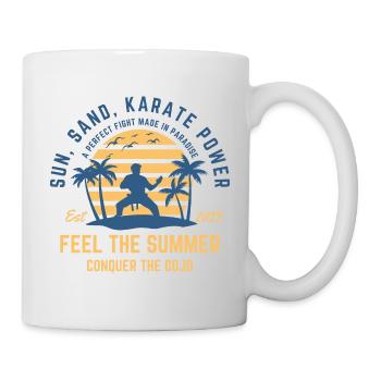 Karate summer on the beach under palm trees - Mug - white - Right