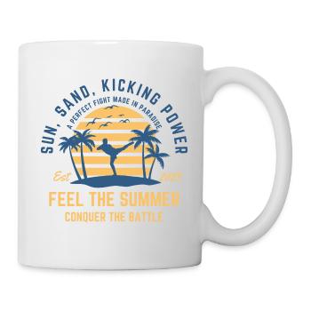 Kickboxing summer on the beach under palm trees - Mug - white - Right