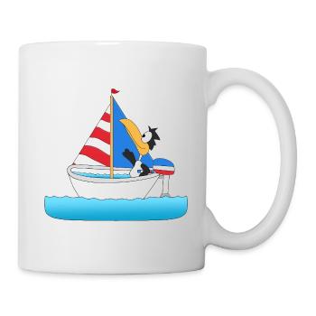 KAPITÄN - BOOT - SCHIFF - PINGUIN - SEGELN - MEER - Tasse - Weiß - Rechts