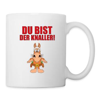 DU BIST DER KNALLER! - PFERD - MÖHREN - COWBOY - Tasse - Weiß - Rechts