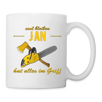 Jan hat alles im Griff - cool bleiben - Tasse - Weiß - Rechts