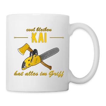 Kai hat alles im Griff - cool bleiben - Tasse - Weiß - Rechts