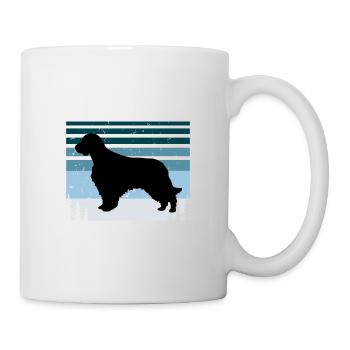 Welsh Springer Spaniel Dog Silhouette Retro Sunset - Mug - white - Right