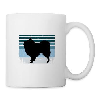 Volpino Italiano Hundeliebhaber Silhouette Retro Sonnenuntergang - Tasse - Weiß - Rechts