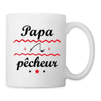Papa pêcheur, cadeau fête des pères - Mug blanc - blanc - Droite