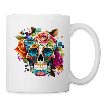 Crâne de crâne de sucre coloré avec bandana de teinture de cravate - Mug blanc - blanc - Droite
