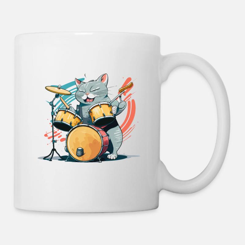 Rocker Katze - Tasse - Weiß