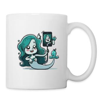 Sirène aimant les selfies - Mug blanc - blanc - Droite