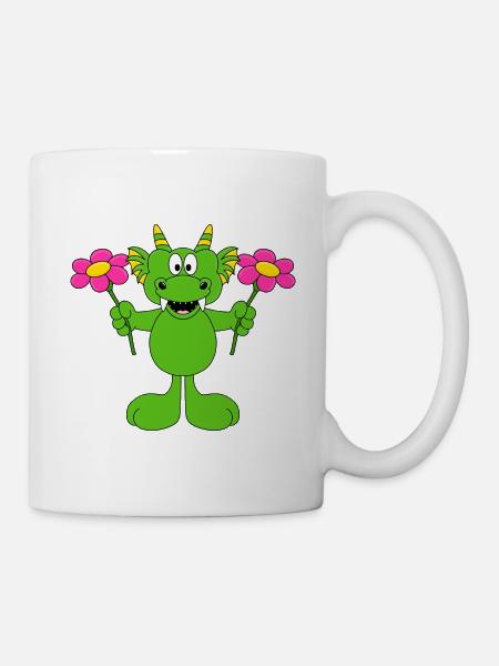 BLUMEN - LIEBE - DRACHE - GESCHENK - GARTEN - Tasse - Weiß