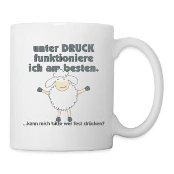 unter Druck funktioniere ich am besten - Umarmung - Tasse - Weiß - Rechts