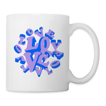 LOVE Haufen Flieder - Tasse - Weiß - Rechts