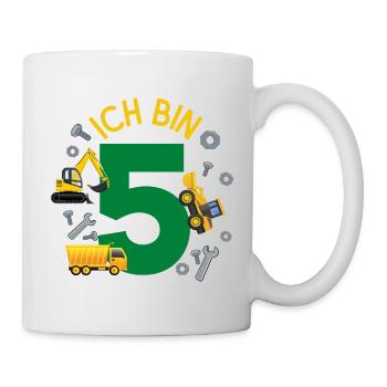 Ich bin 5 Jahre Geburtstag Mädchen Junge Baustelle - Tasse - Weiß - Rechts