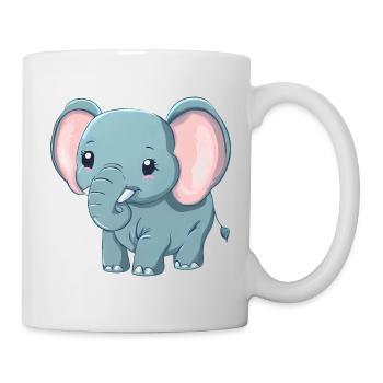 Süßer Grauer Elefant - Afrika - Tasse - Weiß - Rechts