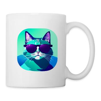 Katze mit Sonnenbrille - Tasse - Weiß - Rechts