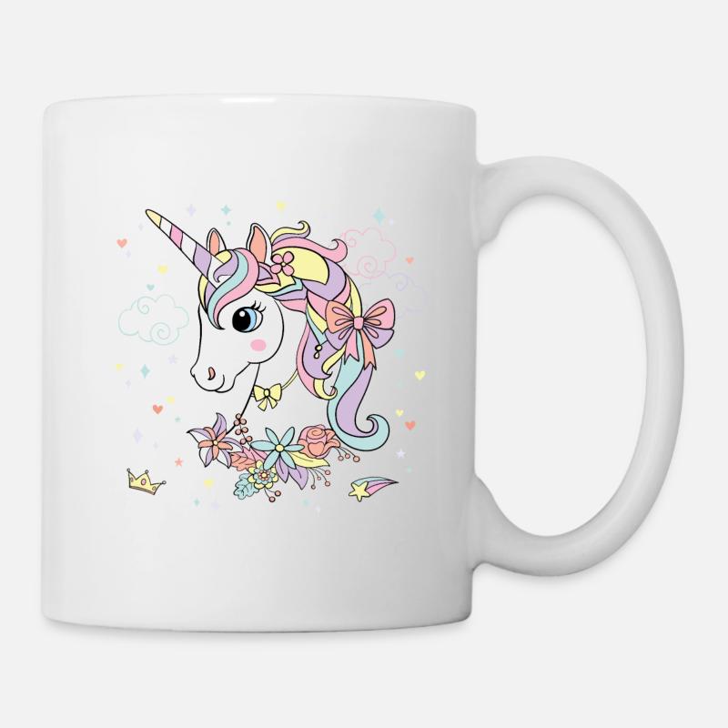 Jolie Licorne colorée pastel arc-en-ciel -couronne - Mug blanc - blanc